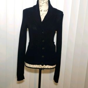 THEORY Navy blue button detail cardigan sweater